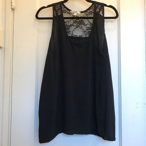 Black Lace Flowy Tank Top, Papaya size Medium